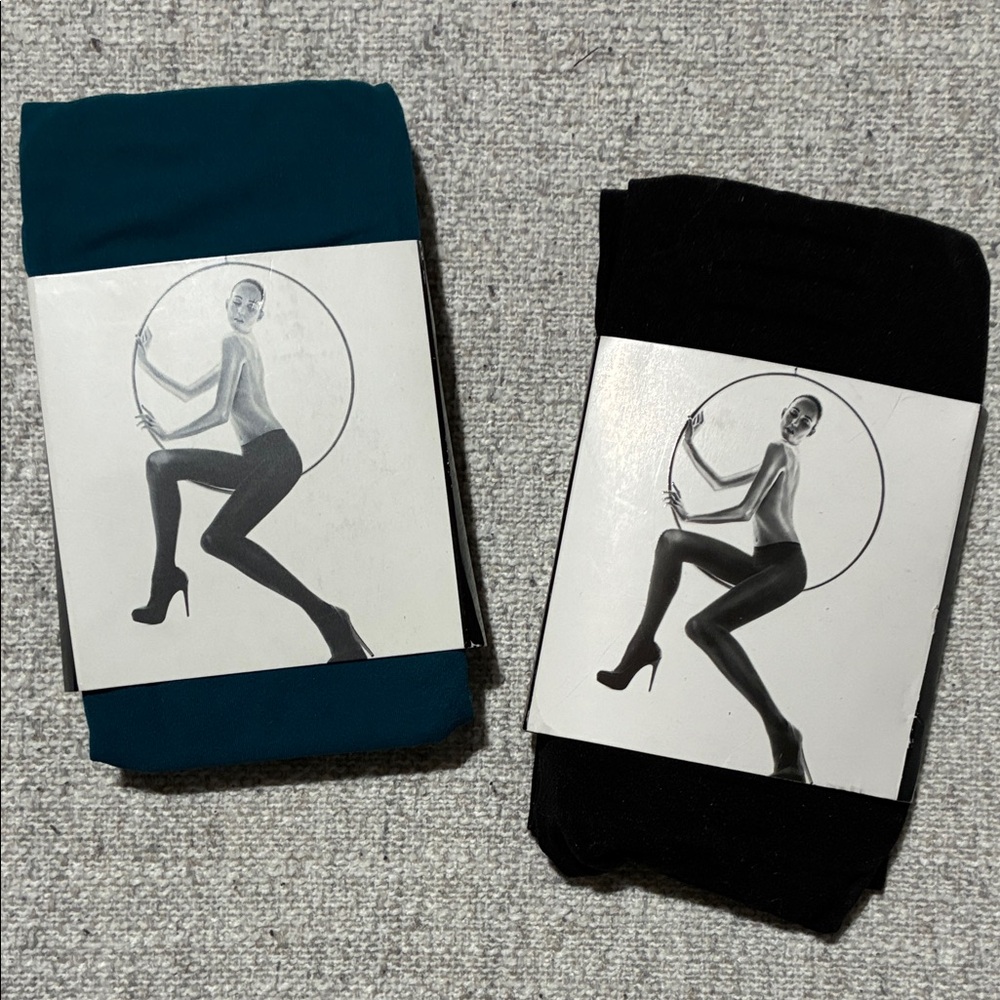 Express Women's Black and Teal Hosiery